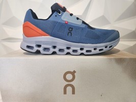 ON RUNNING Cloudstratus &#39;Lake Blue Flare Orange&#39; Running Shoes Size 7.5 - £96.71 GBP