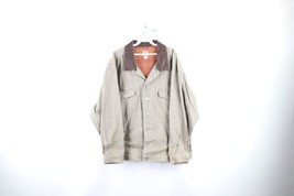 Vintage 90s Marlboro Mens XL Flannel Lined Leather Collar Denim Trucker Jacket - £47.44 GBP