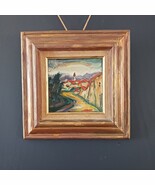 Maxim Bugzester oil on Masonite - Village Rainbow - c. 1950s - £436.56 GBP