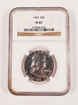 1959 50C Franklin Medio Dólar Graduado Por NGC Como PF67! Hermoso Moneda - $59.39