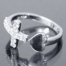 Gorgeous Diamond Open Adjustable Cross Ring 925 Sterling Silver - £43.81 GBP