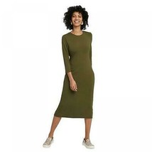 a. New Day Cute Stretchy Green Ribbed Dress ~ Sz XS ~ Mid Length ~ 3/4 S... - £13.61 GBP