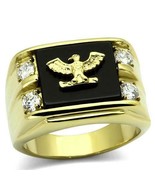 RING U.S. MILITARY EAGLE STAINLESS STEEL GOLD ION FINISH TK793 - $737.84 MXN