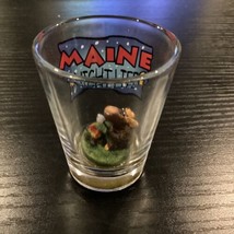 Maine Night Life Shot Glass with Tiny Moose Figurine on Bottom - £8.18 GBP