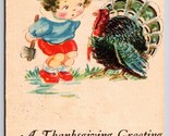 Child Hiding Axe From Turkey Thanksgiving Greeting 1925 DB Postcard B14 - $4.90