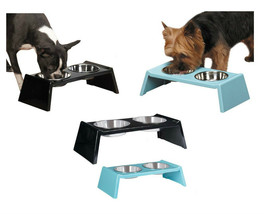 Retro Raised Melamine Diners for Dogs Healthy Elevated Small or Large Fe... - £22.52 GBP