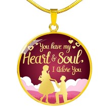 You Have My Heart And Soul I Adore You Truly Circle Necklace 18k Gold 18-22&quot; - £40.81 GBP+