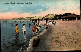 Michigan City IN A Day on the Beach - divided back postcard- BK60 - £3.16 GBP