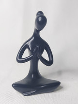 Yoga Pose Meditation Lady Black Resin Figure - £19.65 GBP