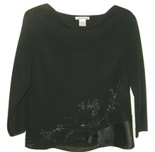 Beautiful Notations Womens Sz Small Black Blouse Fancy Dress Top Shirt A+ - £13.02 GBP