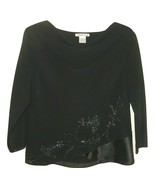Beautiful Notations Womens Sz Small Black Blouse Fancy Dress Top Shirt A+ - £13.02 GBP