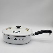 Vintage MCM Berggren AUTUMN HARVEST Painted Enamel Square Frying Pan 196... - $69.29