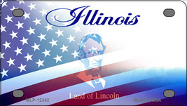 Illinois with American Flag Novelty Mini Metal License Plate Tag - £11.76 GBP