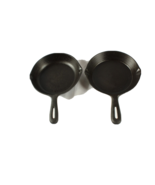 2 Cast Iron Skillets 1 w Heat Ring Restored No Wobble Sits Flat Taiwan V... - $28.04