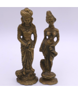 Vintage Brass Indian Deity God Statues 8&quot; Couple Male Female - $228.69