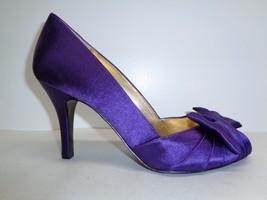Nina Size 7.5 M FORBES Grape Purple Satin Peep Toe Pumps Heels New Womens Shoes - £77.71 GBP