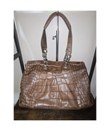 Coach Brown Leather Croc-Embossed Shoulder Bag with Silver Hardware - $50.21