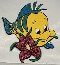 Flounder With Flower Die Cut Scrapbook Card Paper Piecing Little Mermaid Disney - £2.55 GBP
