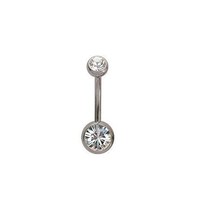 Single Double Clear CZ Stainless Steel Belly Button Navel Banana Ring 14... - £7.83 GBP