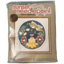 Vintage 1980 Sunset Needlepoint Oriental Inspiration Crewel Kit Butterfly Lotus - £13.92 GBP