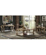 Vendome Rectangular Table w/Scrolled Leg and Bottom Shelf , Gold Patina - $16,272.25 MXN