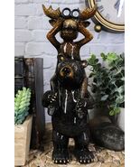 Whimsical Bull Moose Elk Sitting On Black Bear Shoulders W/ Binoculars F... - €29,01 EUR