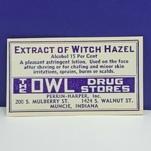 Drug store pharmacy ephemera label advertising Owl Muncie Indiana Witch ... - $11.83