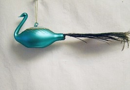 Glass peacock feather bird decorative ornament 9” x 31/2” 64464115 - $259.57 MXN