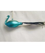 Glass peacock feather bird decorative ornament 9” x 31/2” 64464115 - $13.79