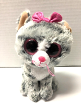 Ty Beanie Boos Kiki the Gray Tabby Cat 6&quot; Gently Used Plush Toy 2017 No ... - $4.95