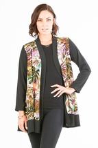 Women&#39;s Tropical Leaf Printed Open Front Cardigan with Long Sleeves (Pur... - $34.29