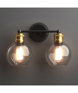 2-light Vanity Bathroom Light with 7&quot; Round Clear Glass Globe Shade Wall... - £78.55 GBP