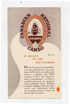 Canadian National Railways Cameo Brochure A Salute to the Sectionman 1952 - $9.90