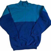Vintage Hanes Heavyweight Sweatshirt Color Block Made in USA High Neck Mock - £14.46 GBP