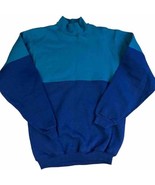 Vintage Hanes Heavyweight Sweatshirt Color Block Made in USA High Neck Mock - £14.81 GBP