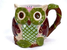 Pier 1 Imports Olli the Owl 3D Coffee Tea Cup Mug Hand Painted Dolomite NEW - £12.28 GBP