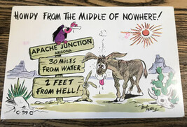 HOWDY FROM THE MIDDLE OF NOWHERE, Apache Junction Arizona Vtg Postcard 1... - $4.94