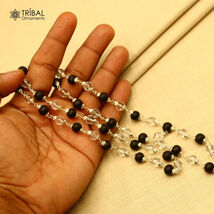 54 /108 beads925 solid silver Karungali and  Sphatik beads jaap mala ch613 - $337.58+