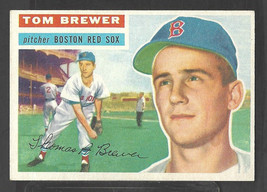 1956 Topps Baseball Card # 34 Boston Red Sox Tom Brewer Grey Back Variation - £2.78 GBP