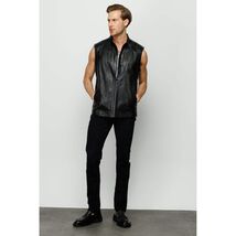 The Veyo Black Leathern Vest Men Jacket image 2
