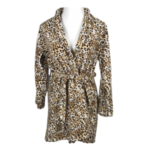 Bobbie Brooks Women&#39;s Wrap Tie Robe ~ Sz S/M ~ Brown &amp; Beige Cheetah ~Ab... - £17.59 GBP