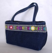 Blue Jeans Denim Purse Sky High Accessories Mirrors Fabric Handbag Tote - $21.00