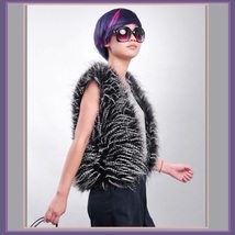 Puff Peacock Feather Faux Fur Fashion Medium Length Vests - Fashion Fun! image 2