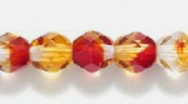 6mm Fire Polish, Three Tone Crystal, Ruby Red, Topaz Czech Glass Beads 50 - £2.39 GBP