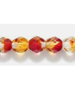 6mm Fire Polish, Three Tone Crystal, Ruby Red, Topaz Czech Glass Beads 50 - $55.96 MXN