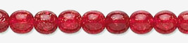 6mm Czech Round Druk Glass Beads, Transp Ruby Red Crackle 16" (75) - $4.00