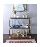 Heleris Console Table, Smoky Glass Top &amp; Black &amp; Gold Finish - $3,736.72 MXN