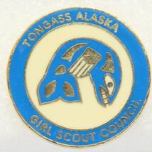 Vintage Tongass Alaska Girl Scout Council Pin 1" Diameter Enamel Metal - $12.73