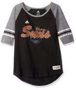 NWT NBA Phoenix Suns Girls Medium (10-12) Hi-Lo Black Raglan Tee Shirt - $209.46 MXN