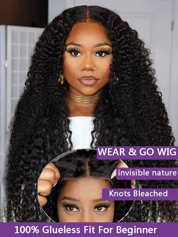 4X4 Glueless Wig Human Hair Ready To Wear Preplucked Deep Wave Frontal Wig 13 - £56.61 GBP+